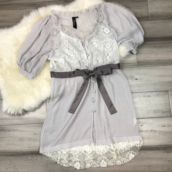 BKE Tops - NWOT BKE Boutique Lace Blouse Gray M